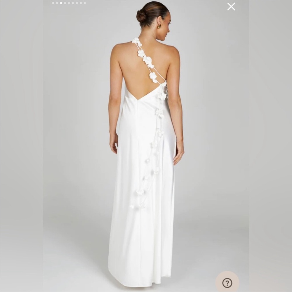 Meshki White Maxi Dress with Floral Strap